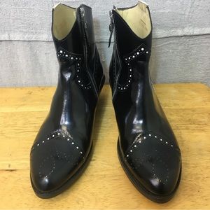 The Office Of Angela Scott Womens Color Block Pattern Leather Ankle Boots